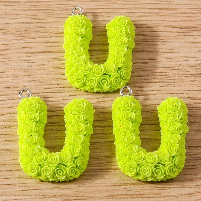 10 Pieces Cartoon Style Romantic Letter Rose Plastic Stoving Varnish Jewelry Accessories