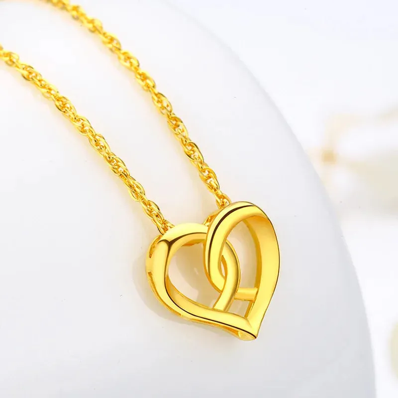 100% Real 18k Yellow Gold  Pendants Necklace for Women Fine Jewelry for Wedding Wedding Romantic Heart 18k Gold Jewelry gifts