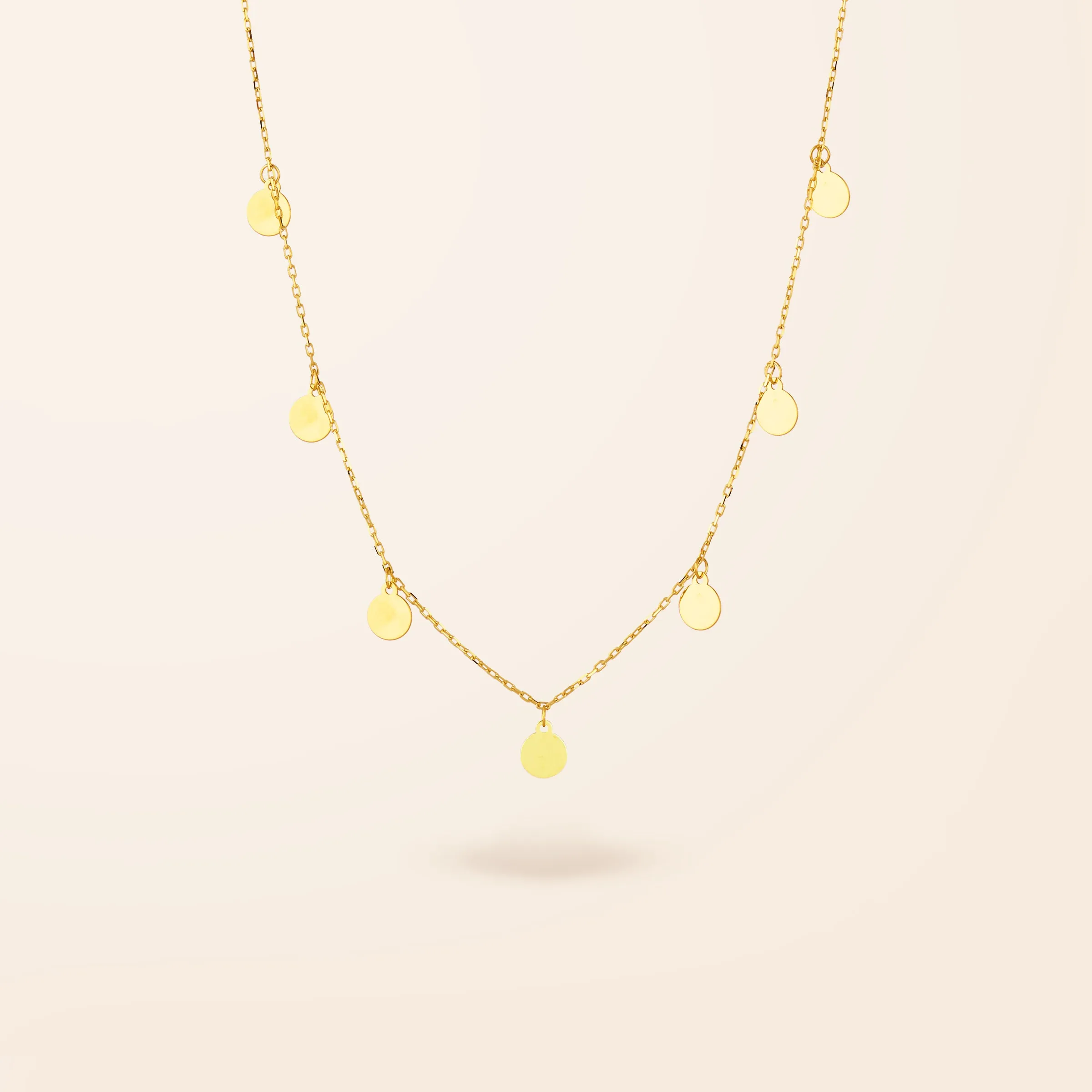 10K Gold Disc Drop Necklace