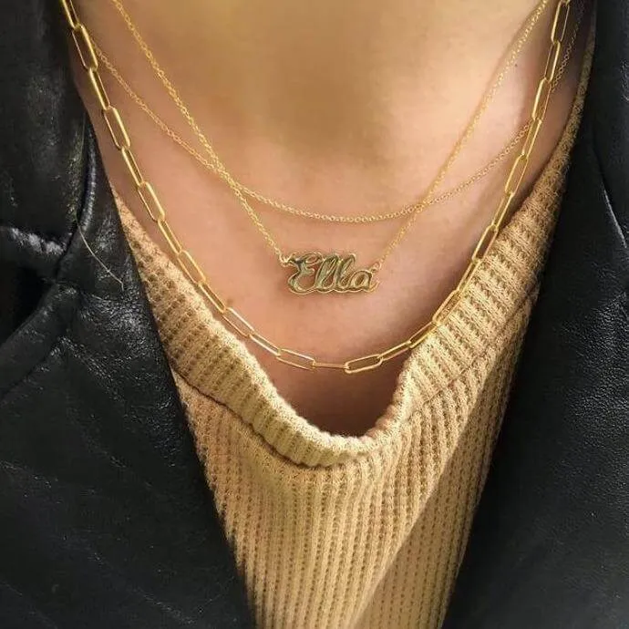 10K Gold Medium Paper Clip Necklace