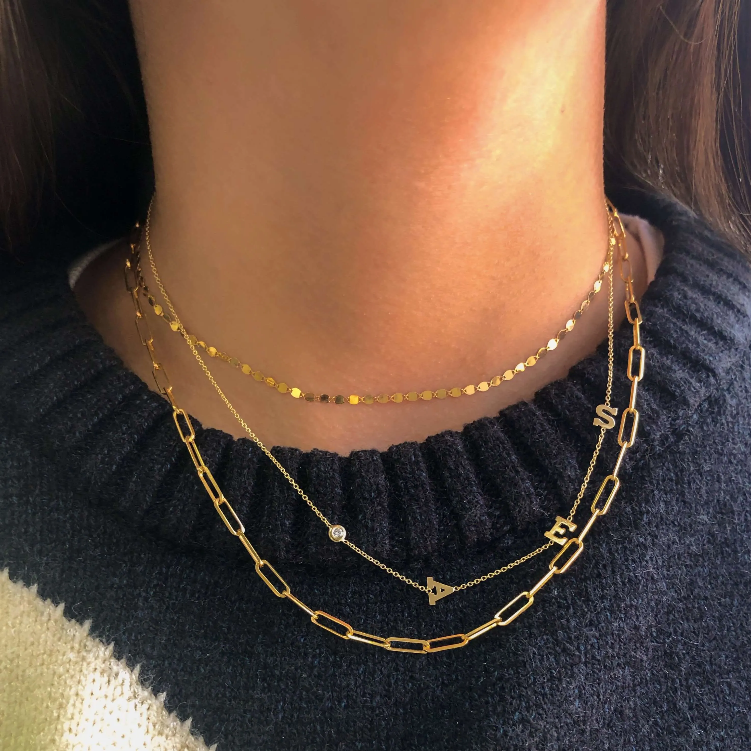 10K Gold Medium Paper Clip Necklace