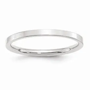 10k White Gold 2mm Standard Flat Comfort Fit Wedding Band Ring