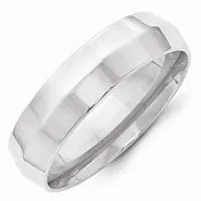 10k White Gold 6mm Knife Edge Comfort Fit Wedding Band Ring