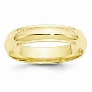 10k Yellow Gold 5mm Half Round with Edge Wedding Band Ring