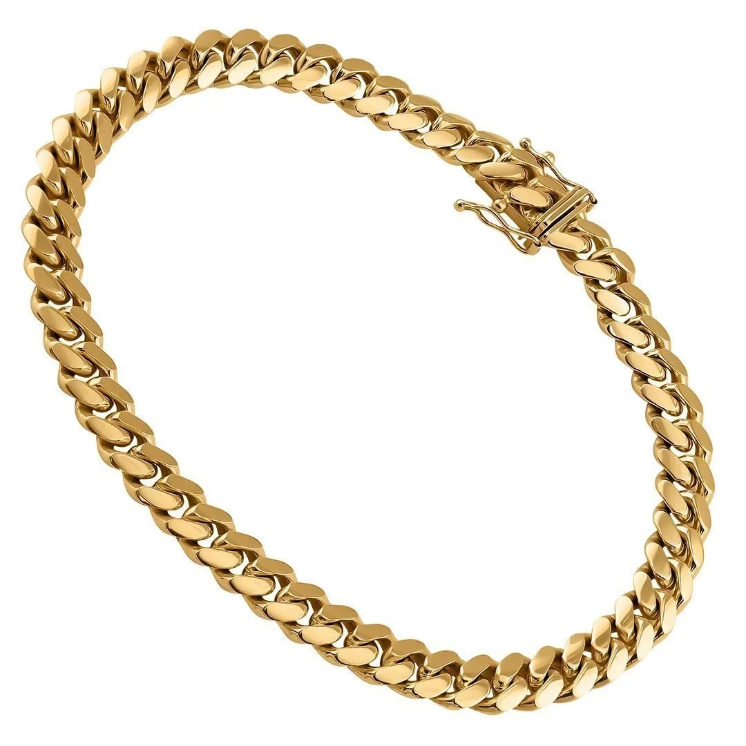 10K Yellow Gold Cuban Link Bracelet 7 mm