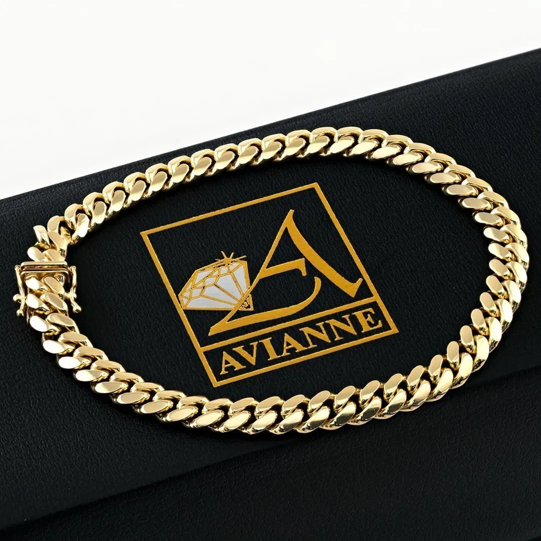 10K Yellow Gold Cuban Link Bracelet 7 mm