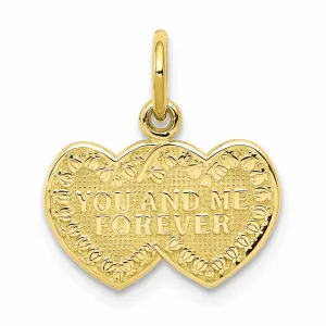 10k Yellow Gold You and Me Forever Heart Pendant