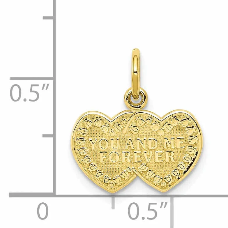 10k Yellow Gold You and Me Forever Heart Pendant