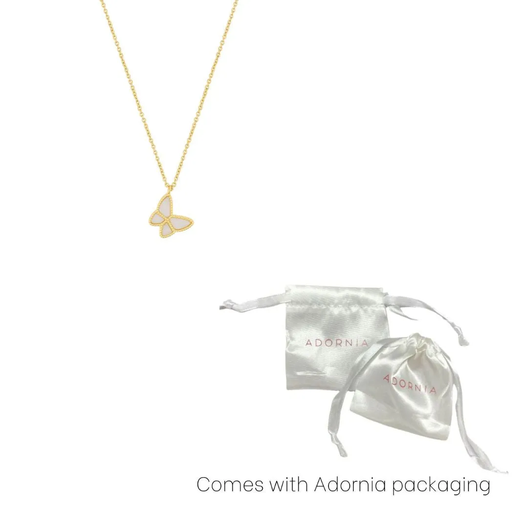 14K Gold Plated White Butterfly Necklace