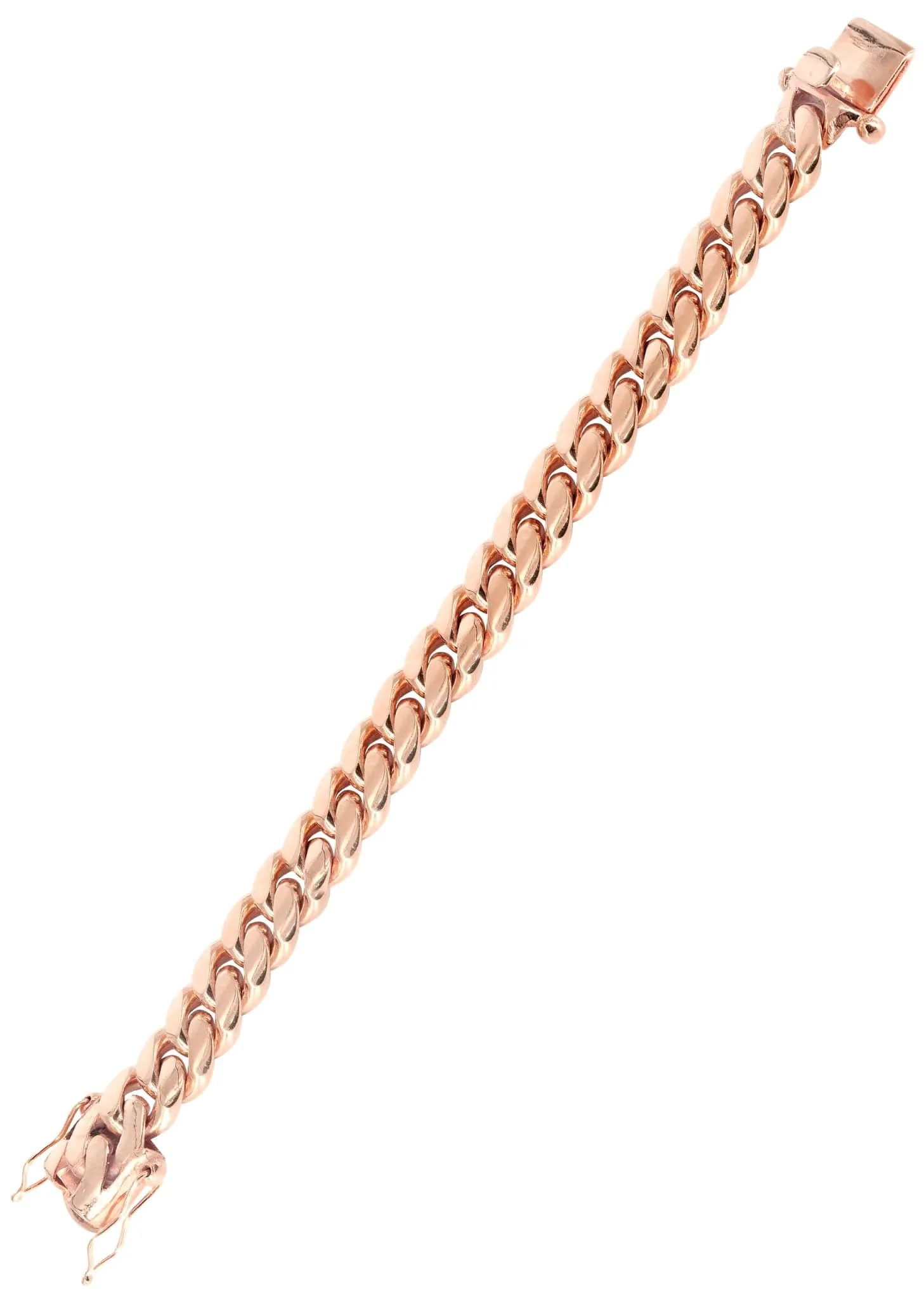 14K Rose Gold Bracelet Solid Miami Cuban Link