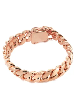 14K Rose Gold Bracelet Solid Miami Cuban Link