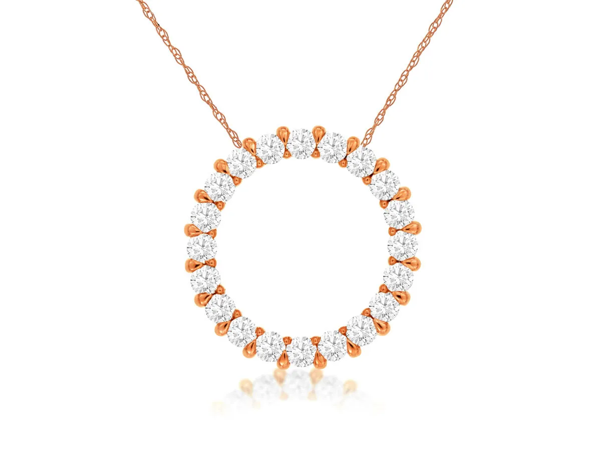 14K Rose Gold Diamond Circle Necklace