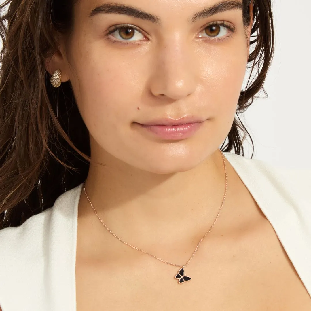 14k Rose Gold Plated Black Butterfly Necklace