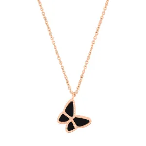 14k Rose Gold Plated Black Butterfly Necklace