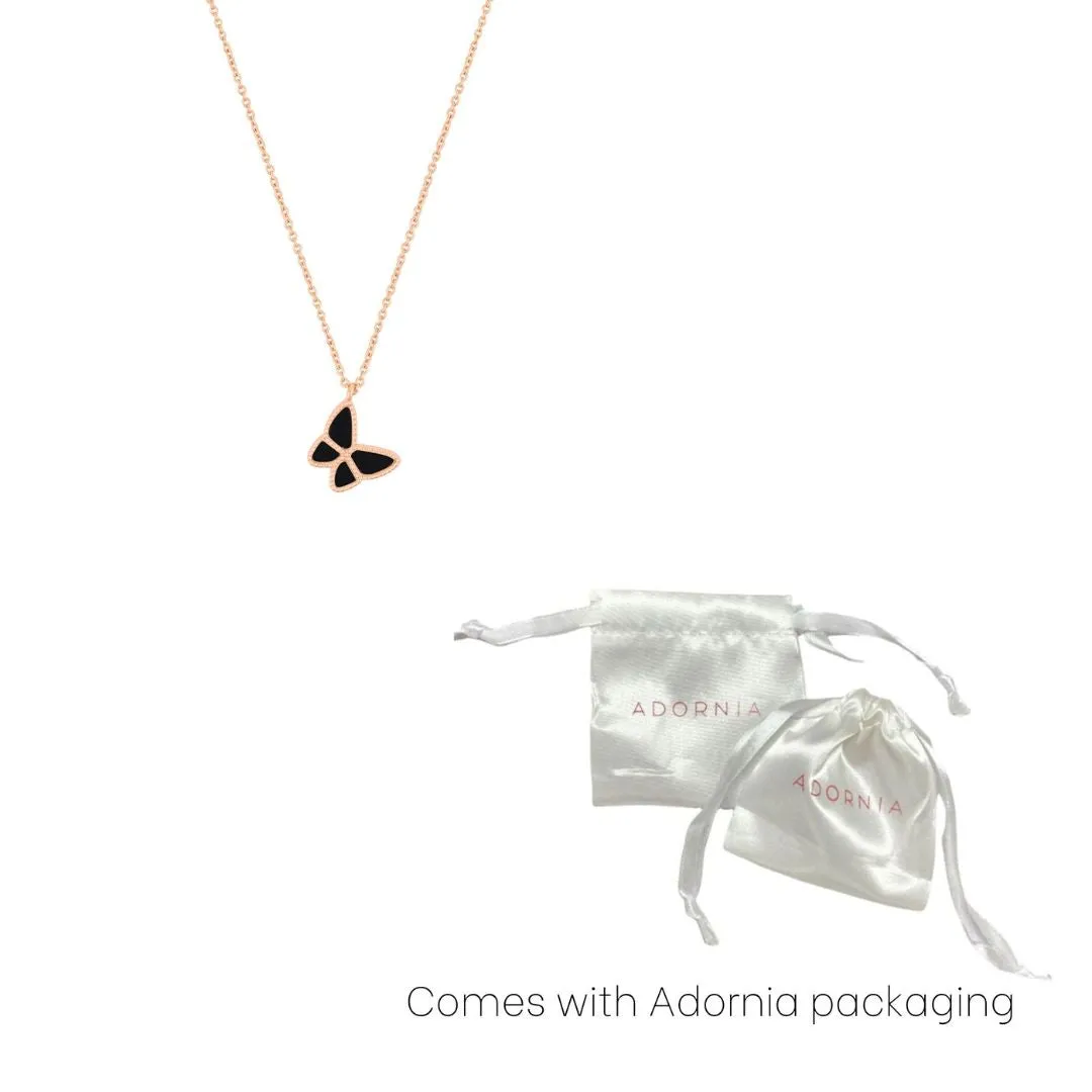 14k Rose Gold Plated Black Butterfly Necklace