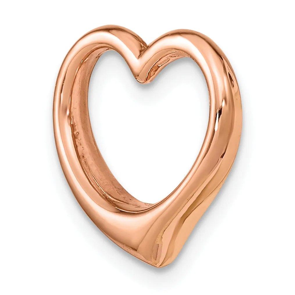 14K Rose Gold Polish Finish Heart Design Chain Slide Pendant