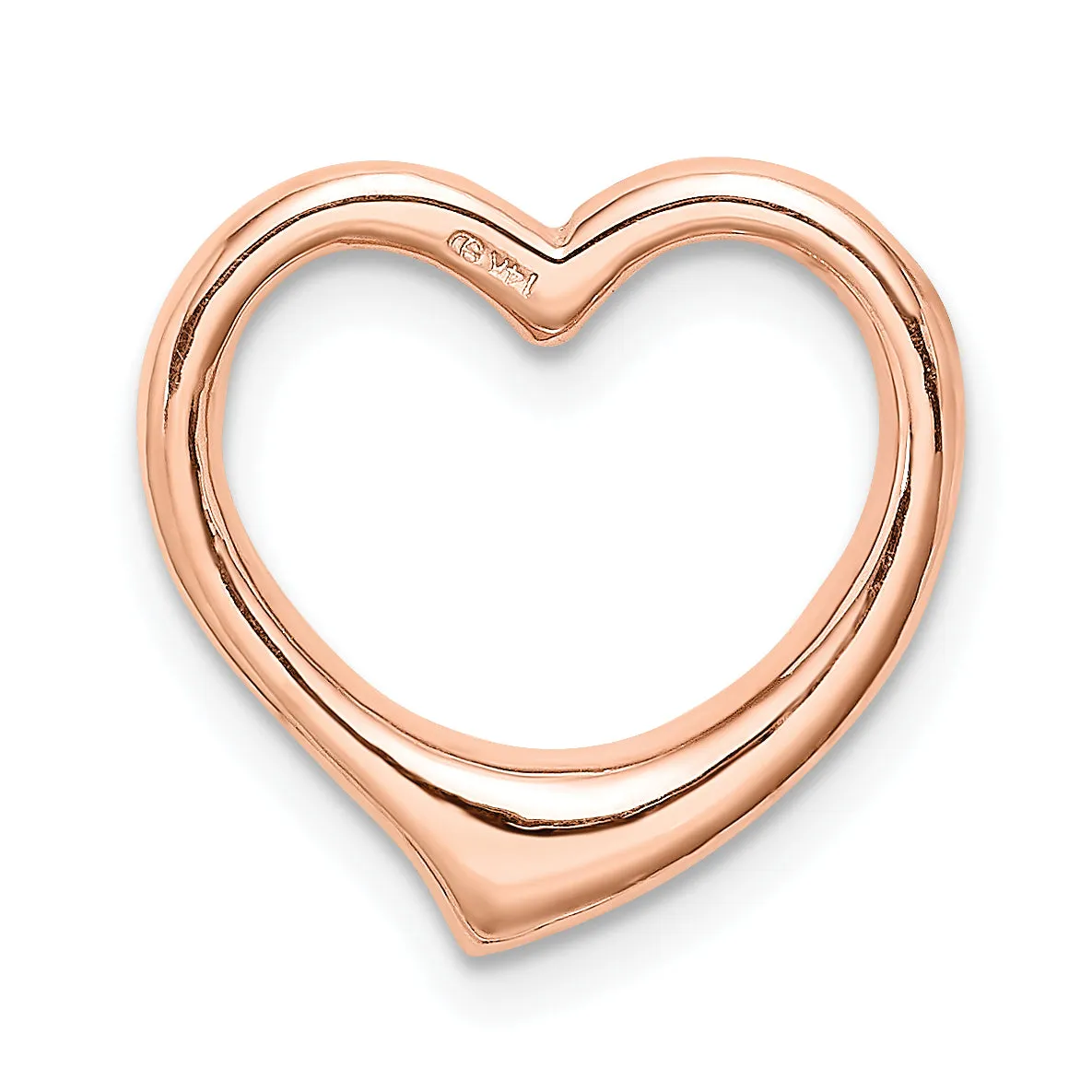 14K Rose Gold Polish Finish Heart Design Chain Slide Pendant