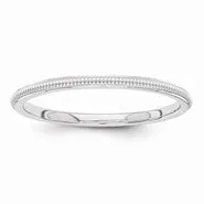 14k White Gold 1.5mm Milgrain Wedding Band Ring