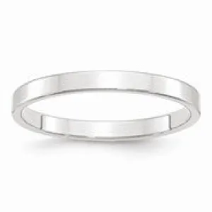 14k White Gold 2.5mm Lightweight Flat Wedding Band Ring