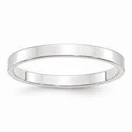 14k White Gold 2.5mm Lightweight Flat Wedding Band Ring