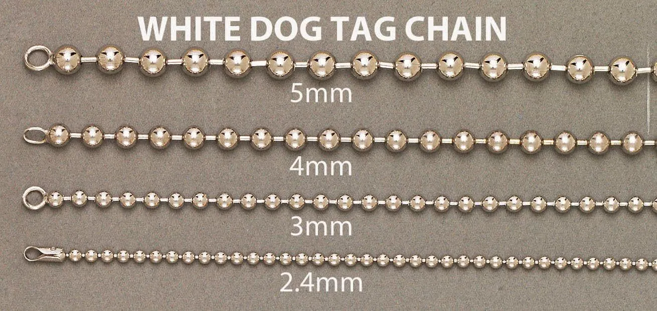 14K White Gold Bracelet Dog Tag