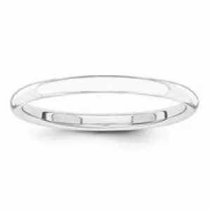 14k White Gold Polished 2mm Wedding Band Ring