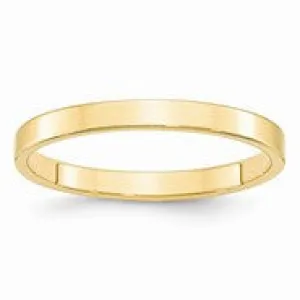 14k Yellow Gold 2.5mm Lightweight Flat Wedding Band Ring