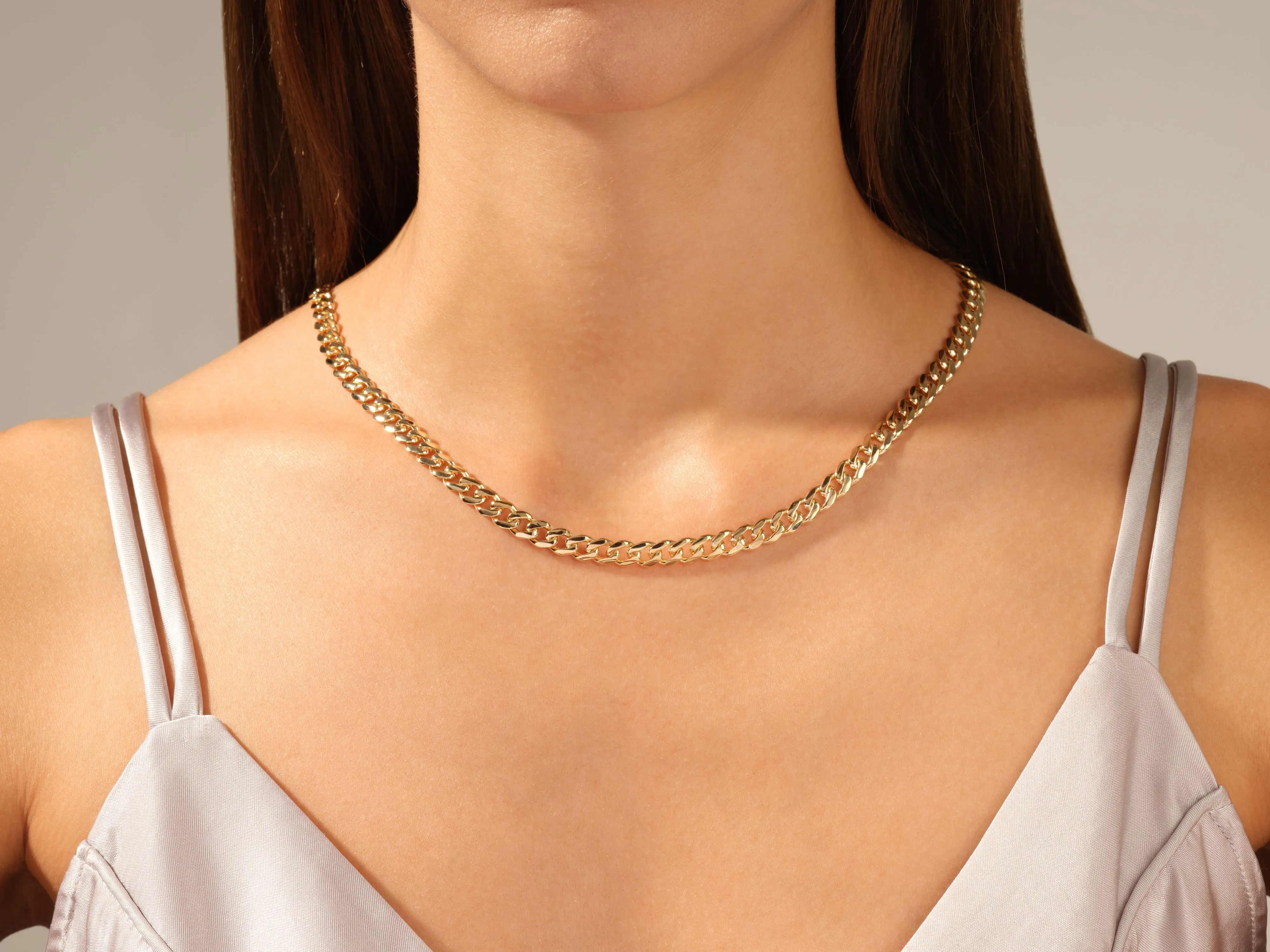 14k Yellow Gold 6.5mm Cuban Curb Chain Necklace