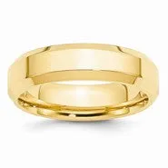 14k Yellow Gold 6mm Bevel Edge Comfort Fit Wedding Band Ring