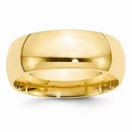 14k Yellow Gold 8mm Standard Comfort Fit Wedding Band Ring