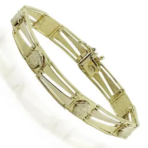 14K Yellow Gold Mens Fancy Bracelet 10 mm