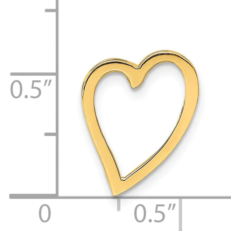 14k Yellow Gold Polished Heart Design Chain Slide Pendant