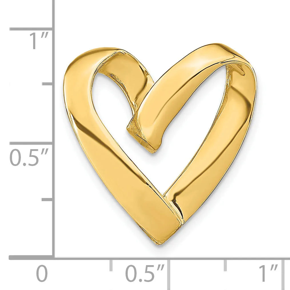 14k Yellow Gold Polished Heart Design Slide Pendant