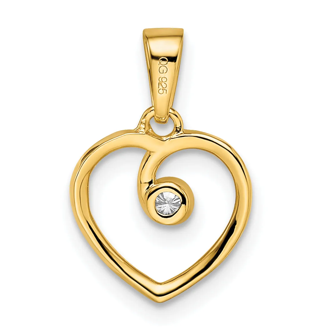 14k Yellow Gold Polished Heart Diamond Pendant