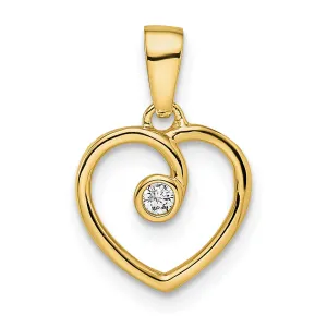 14k Yellow Gold Polished Heart Diamond Pendant