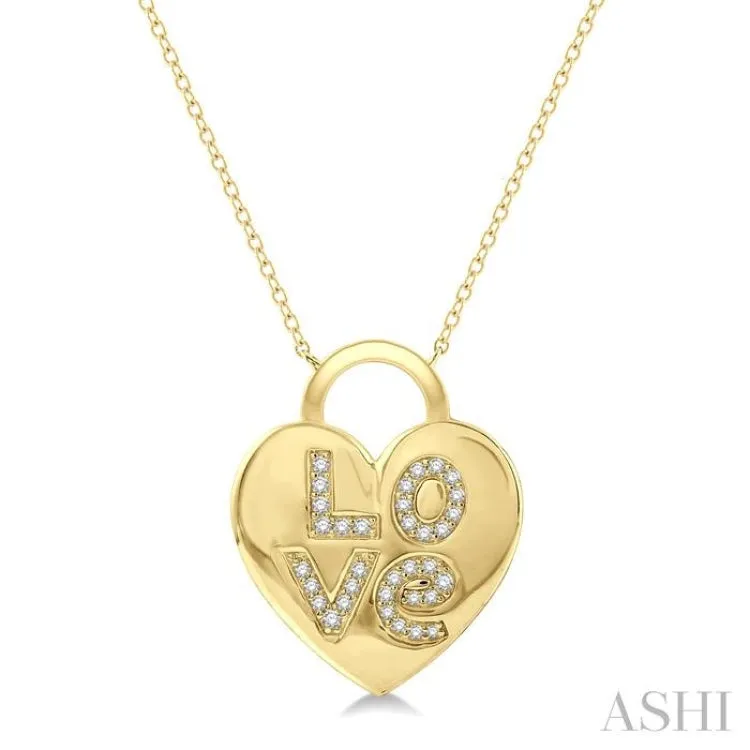 1/6 Ctw Heart Lock Round Cut Diamond Pendant With Chain in 10K Yellow Gold