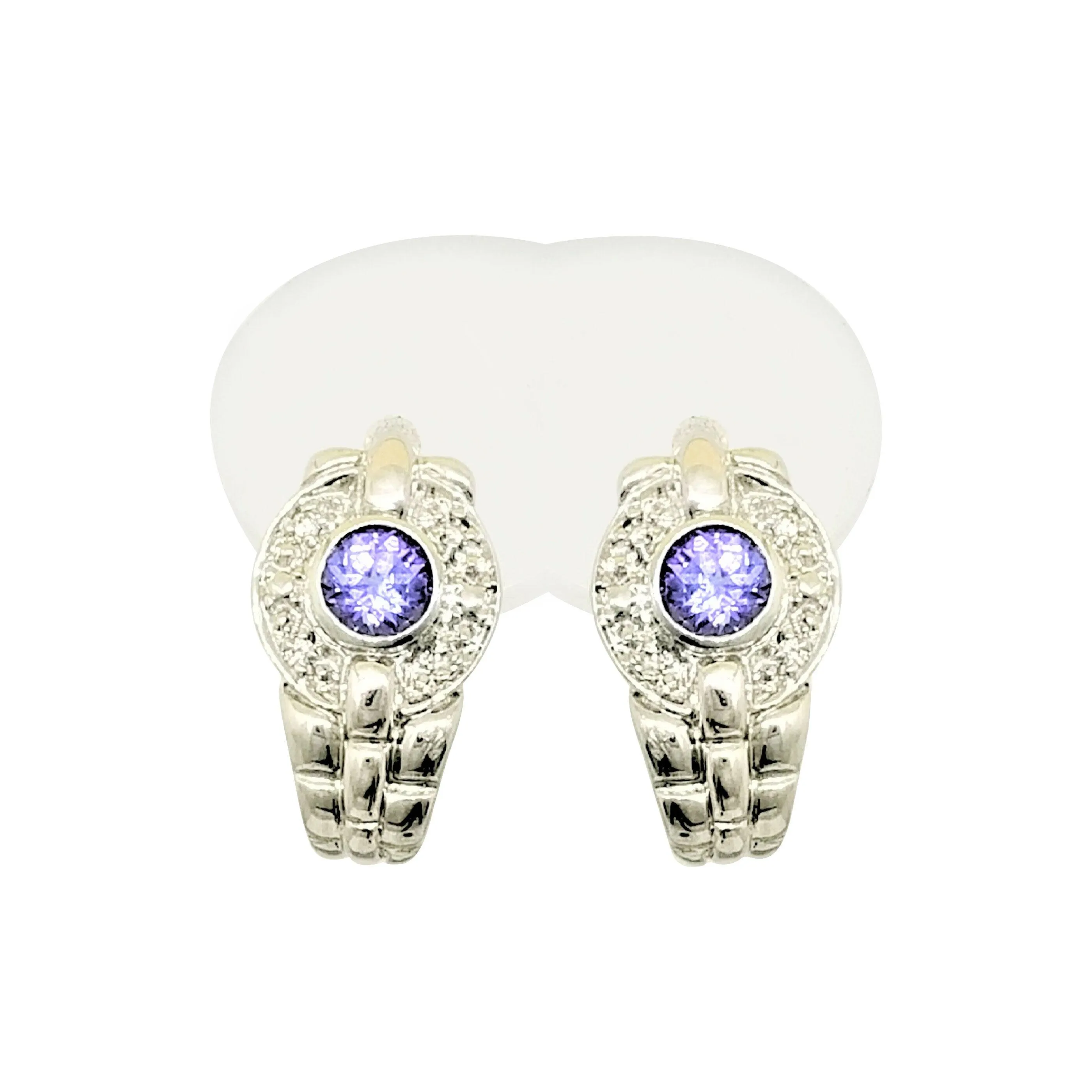 18 kt White Gold and Tanzanite, Diamond Earrings