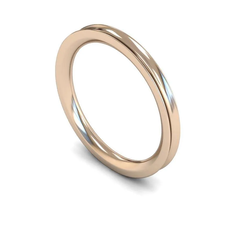 18ct Rose Gold Heavy Weight Concave 2mm Wedding Ring