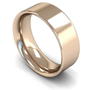 18ct Rose Gold Heavy Weight Flat Court 8mm Wedding Ring