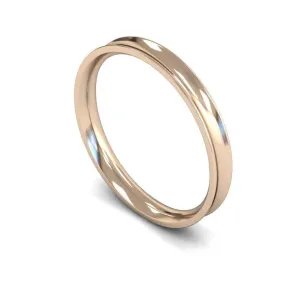 18ct Rose Gold Light Weight Concave 2.5mm Wedding Ring