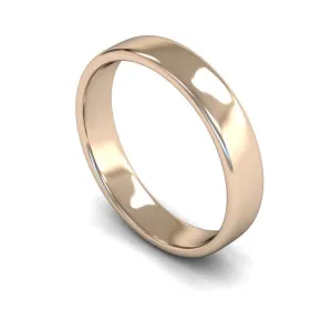 18ct Rose Gold Light Weight Edged Slight Court 4mm Wedding Ring