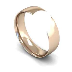 18ct Rose Gold Light Weight Traditional Court 6mm Wedding Ring