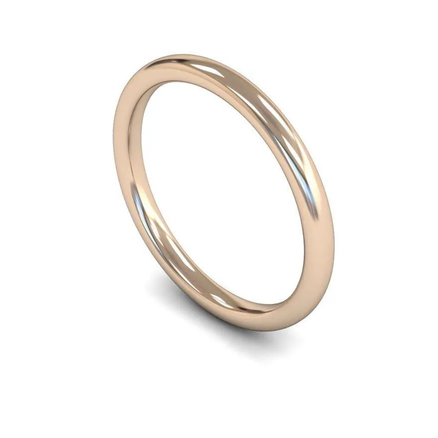 18ct Rose Gold Medium Weight Slight Court 2mm Wedding Ring