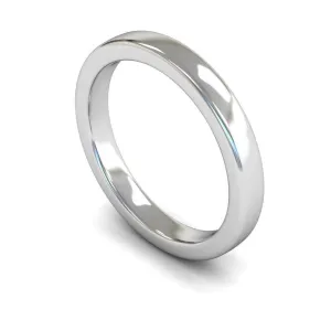 18ct White Gold Heavy Weight Edged Slight Court 3mm Wedding Ring