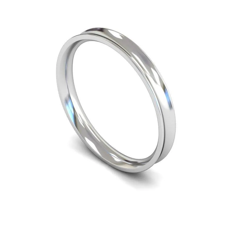 18ct White Gold Light Weight Concave 2.5mm Wedding Ring