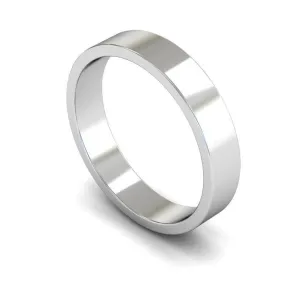 18ct White Gold Light Weight Flat 4mm Wedding Ring