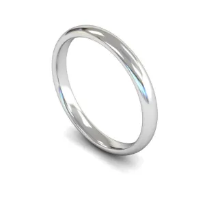 18ct White Gold Lightweight Traditional Court/Flat Edge 2.5mm Wedding Ring