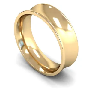 18ct Yellow Gold Heavy Weight Concave 7mm Wedding Ring