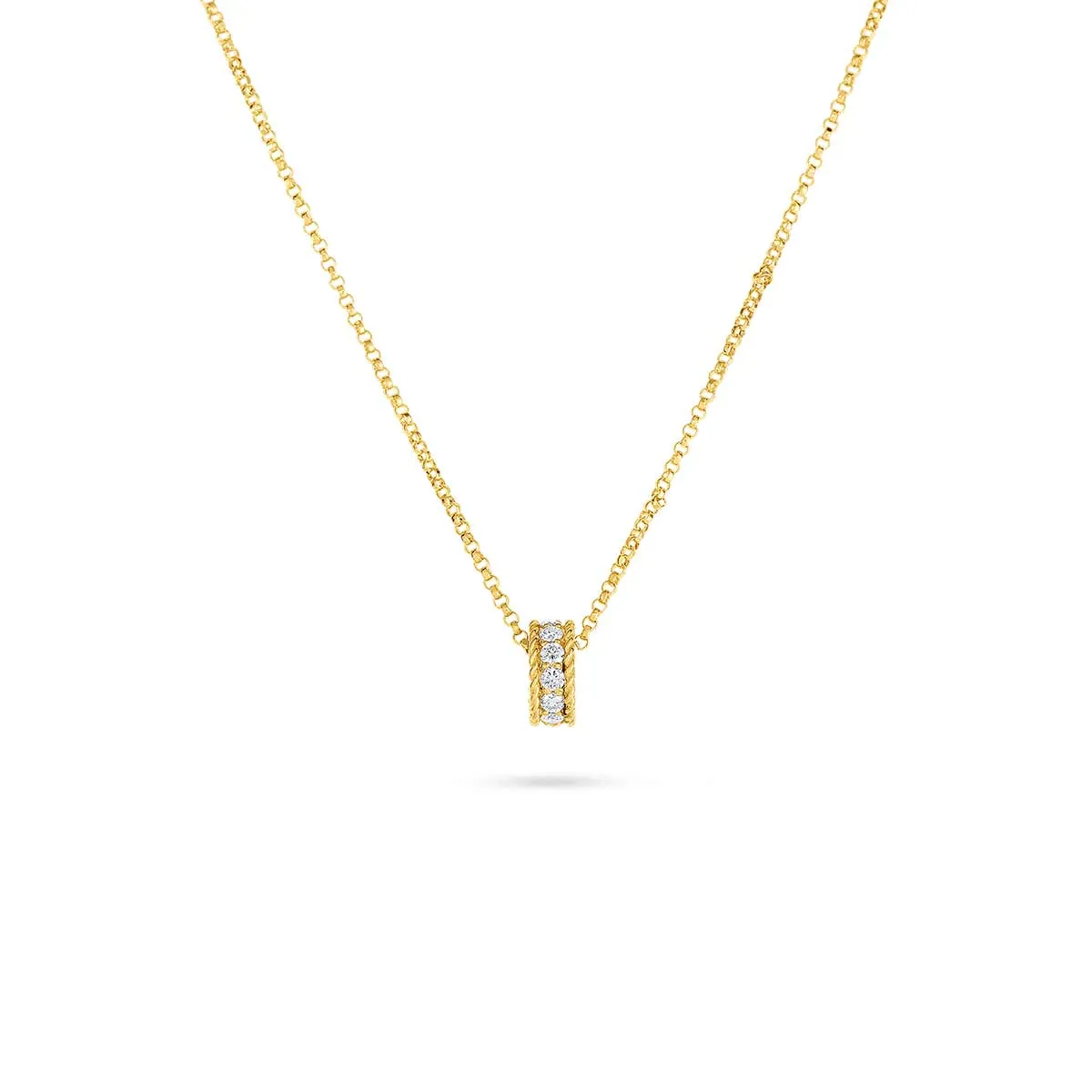 18K Gold Princess Symphony Rondel Pendant With Diamonds