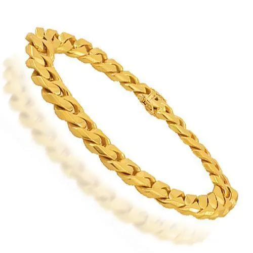 18K Solid Yellow Gold Mens Cuban Link Bracelet 8 mm